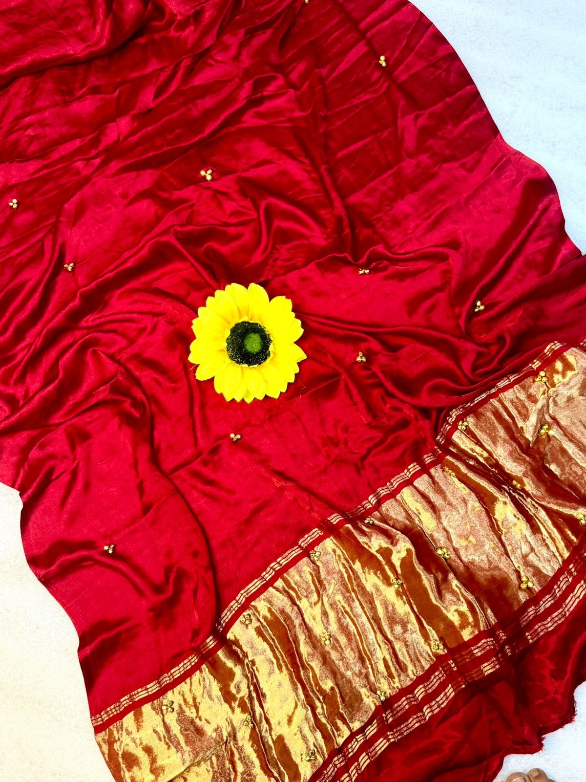 Ghungroo work Gaji Silk Original Bandhani Saree